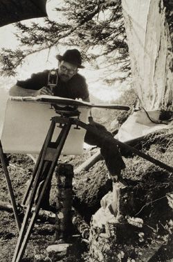 Paul Smith on the plane table. 1928. Photo credit: NOAA Historic C&GS Collection. Family of Rear Admiral Paul A. Smith, C&GS.