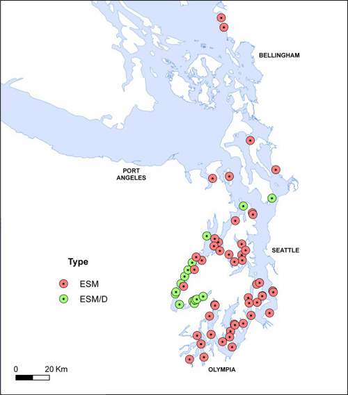 Distribution of wetland types.