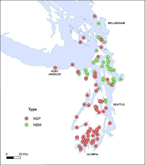 Distribution of wetland types.