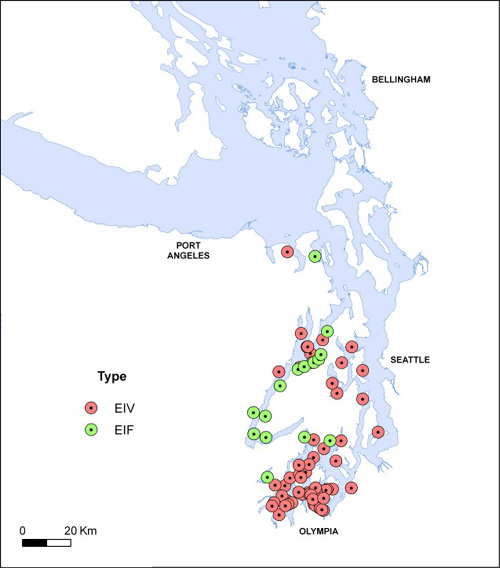 Distribution of wetland types.