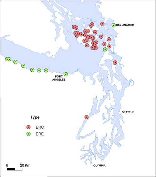 Distribution of wetland types.